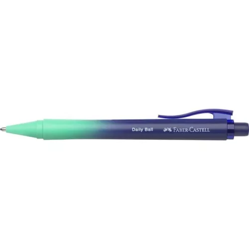 Golyóstoll, 1 mm, XB, nyomógombos, türkiz-kék tolltest, FABER-CASTELL "Daily Ball Flow", kék