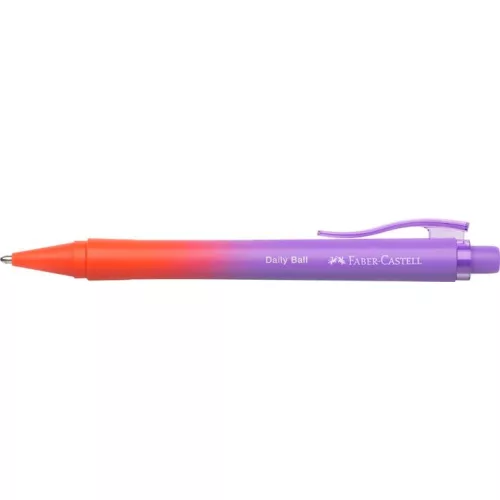 Golyóstoll, 1 mm, XB, nyomógombos, piros-lila tolltest, FABER-CASTELL "Daily Ball Flow", kék