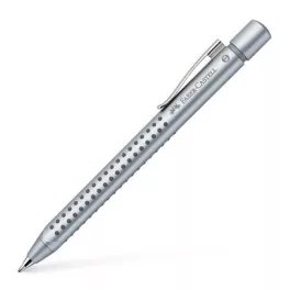   Golyóstoll, 0,35 mm, nyomógombos, ezüst színű tolltest, FABER-CASTELL "Grip 2011", kék