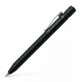   Golyóstoll, 0,35 mm, nyomógombos, metál fekete tolltest, FABER-CASTELL "Grip-2011", kék