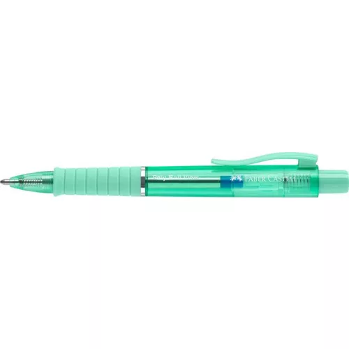 Golyóstoll, 1 mm, XB, nyomógombos, mentazöld testszín, FABER-CASTELL "Poly Ball View Aurora", kék