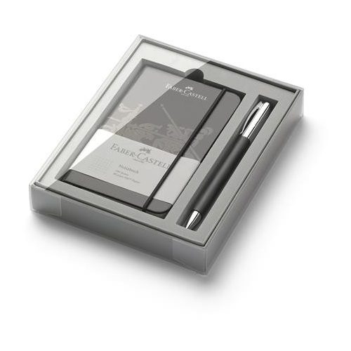 Golyóstoll és jegyzettömb szett, díszdoboz, FABER-CASTELL "Ambition", fekete