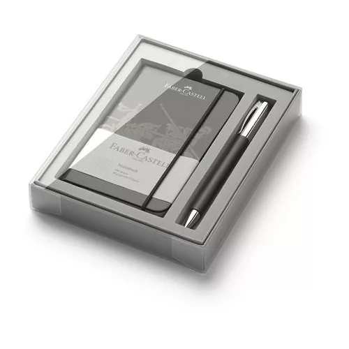 Golyóstoll és jegyzettömb szett, díszdoboz, FABER-CASTELL "Ambition", fekete