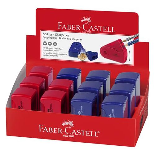 Hegyező display, kétlyukú, 2 tartályos, FABER-CASTELL, vegyes színek