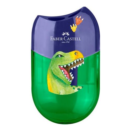 Hegyező display, kétlyukú, tartályos,  FABER-CASTELL, dinoszaurusz