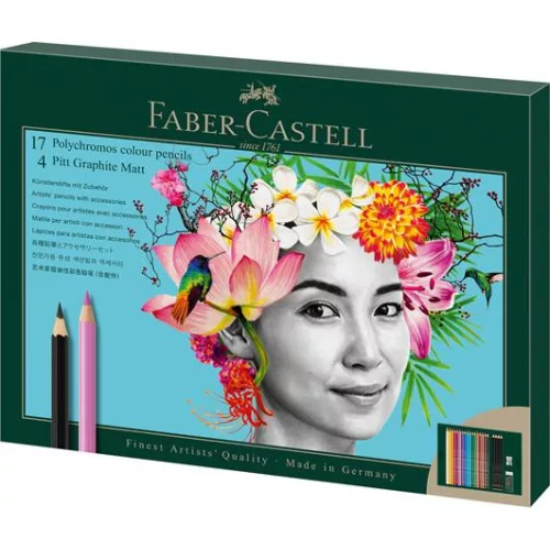Színes- és grafitceruza készlet, FABER-CASTELL "Polychromos & Pitt Graphite Matt" , 23 db-os szett