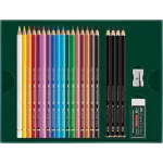 Színes- és grafitceruza készlet, FABER-CASTELL "Polychromos & Pitt Graphite Matt" , 23 db-os szett