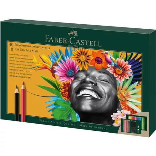 Színes- és grafitceruza készlet, FABER-CASTELL "Polychromos & Pitt Graphite Matt" , 50 db-os szett