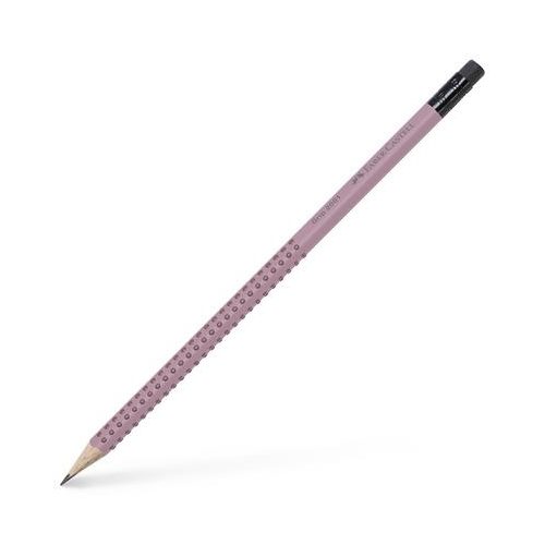 Grafitceruza, B, háromszögletű, radírral, FABER-CASTELL "Grip 2001", rózsaszín