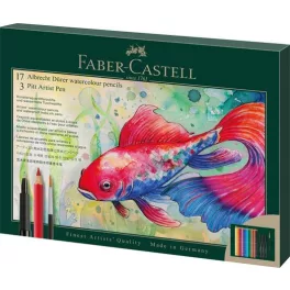   Akvarell ceruza készlet, ecsettel, FABER-CASTELL "Albrecht Dürer & Pitt Artist Pen", 21 db-os szett