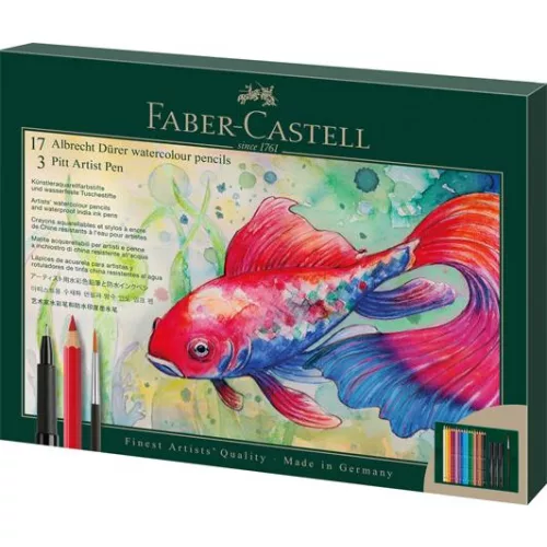 Akvarell ceruza készlet, ecsettel, FABER-CASTELL "Albrecht Dürer & Pitt Artist Pen", 21 db-os szett