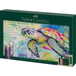   Akvarell ceruza készlet, ecsettel, FABER-CASTELL "Albrecht Dürer & Pitt Artist Pen", 46 db-os szett