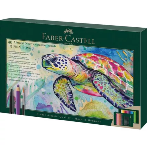 Akvarell ceruza készlet, ecsettel, FABER-CASTELL "Albrecht Dürer & Pitt Artist Pen", 46 db-os szett