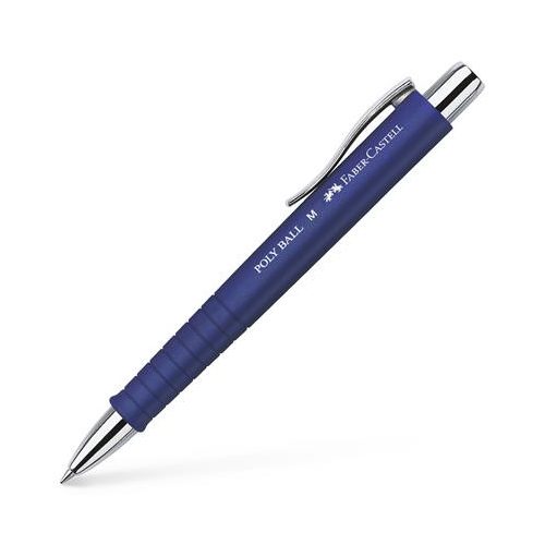 Golyóstoll, 0,5 mm, nyomógombos, kék tolltest, FABER-CASTELL "Poly Ball", kék