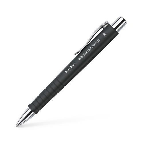 Golyóstoll, 0,7 mm, nyomógombos, feketek tolltest, FABER-CASTELL "Poly Ball", kék