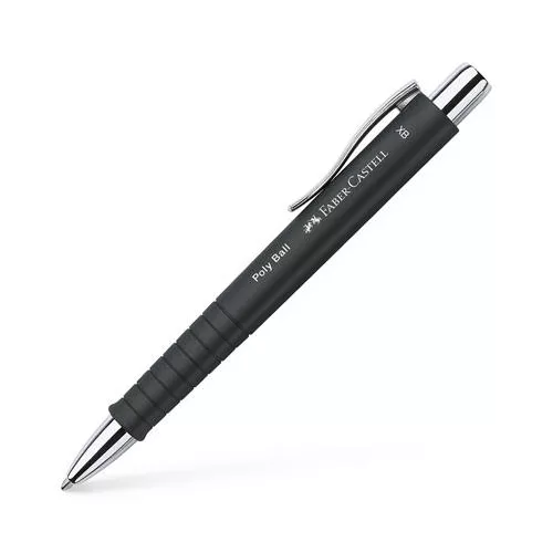 Golyóstoll, 0,7 mm, nyomógombos, feketek tolltest, FABER-CASTELL "Poly Ball", kék