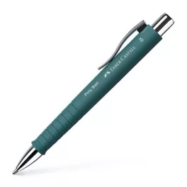   Golyóstoll, 0,7 mm, nyomógombos, smaragdzöld tolltest, FABER-CASTELL "Poly Ball", kék