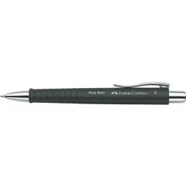   Golyóstoll, 0,7 mm, nyomógombos tolltest, fekete tolltest, FABER-CASTELL "Poly Ball", kék