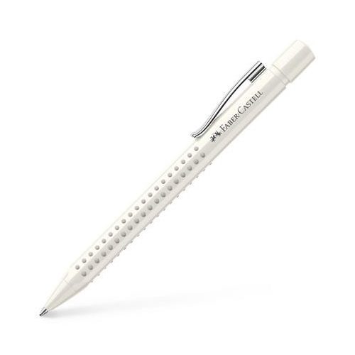 Golyóstoll, 0,5 mm, nyomógombos, fehér tolltest, FABER-CASTELLG "Grip 2010-M", kék