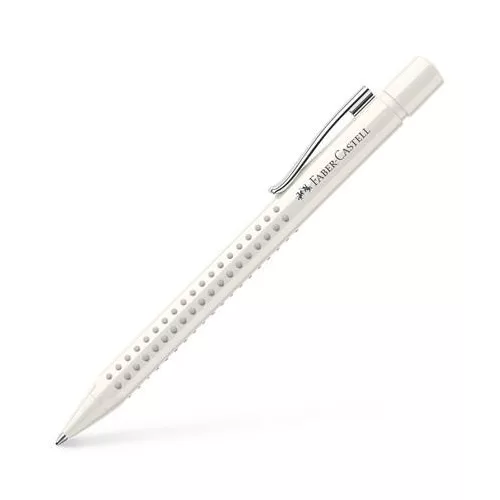 Golyóstoll, 0,5 mm, nyomógombos, fehér tolltest, FABER-CASTELLG "Grip 2010-M", kék