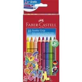   Színes ceruza készlet, háromszögeltű, vastag, FABER-CASTELL "Grip", 10 különböző szín
