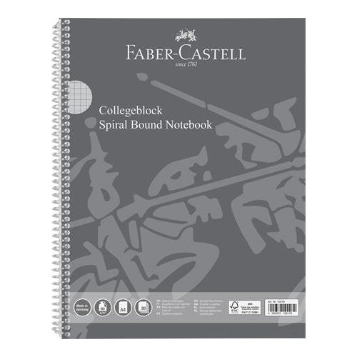 Spirálfüzet, A4, kockás, 80 lap, perforált, lyukasztott, FABER-CASTELL