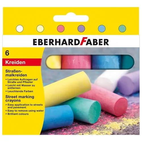 Aszfaltkréta, henger alakú, EBERHARD FABER, 6 különböző szín