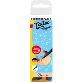   Tetováló marker készlet, sablonnal, EBERHARD FABER "Beach", 4 különböző szín