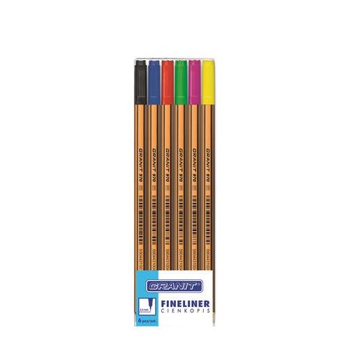 Tűfilc készlet, 0,4 mm, GRANIT "C970", 6 különböző szín