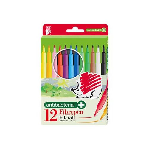 Filctoll készlet, 1 mm, antibakteriális, ICO "Süni 300", 12 különböző szín