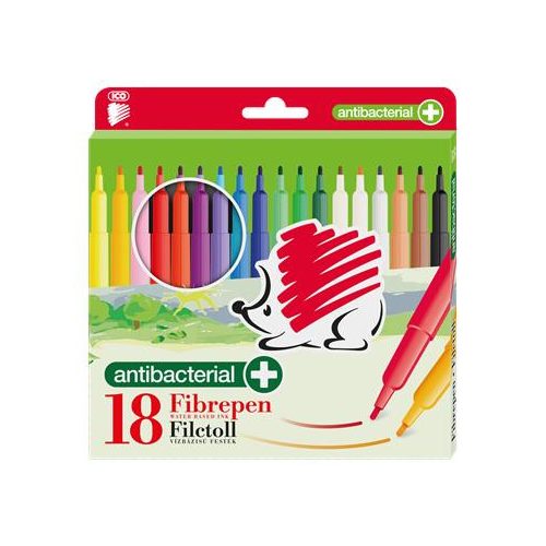 Filctoll készlet, 1 mm, antibakteriális, ICO "Süni 300", 18 különböző szín