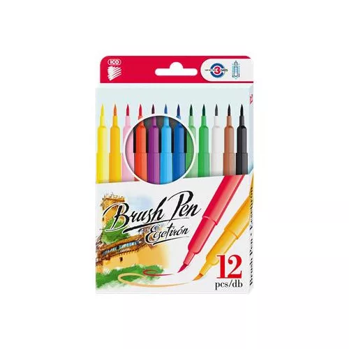 Ecsetirón készlet, ICO "Brush Pen", 12 különböző szín