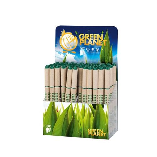 Golyóstoll display, kupakos, papír tolltest, ICO "Green", kék