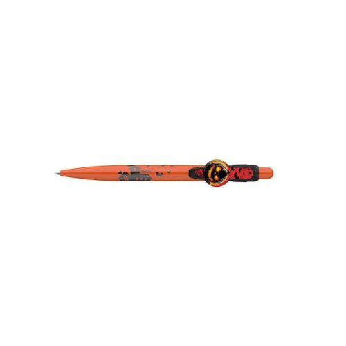 Golyóstoll, 0,8 mm, nyomógombos, narancssárga mintás tolltest, ICO "Halloween", kék