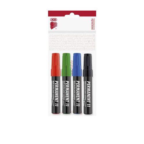 Alkoholos marker készlet, 1-3 mm, kúpos, ICO "Permanent 11", 4 különböző szín