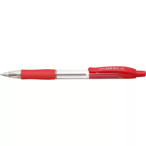 Golyóstoll, 0,7 mm, nyomógombos, PENAC "CCH-3", piros