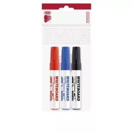   Tábla- és flipchart marker készlet, 1-3 mm, kúpos, ICO "Plan", 3 különböző szín