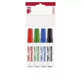   Tábla- és flipchart marker készlet, 1-3 mm, kúpos, ICO "Plan", 4 különböző szín