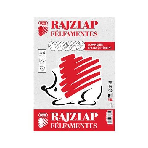 Rajzlap, félfamentes, A4, 120 g/m2, ICO "Süni"