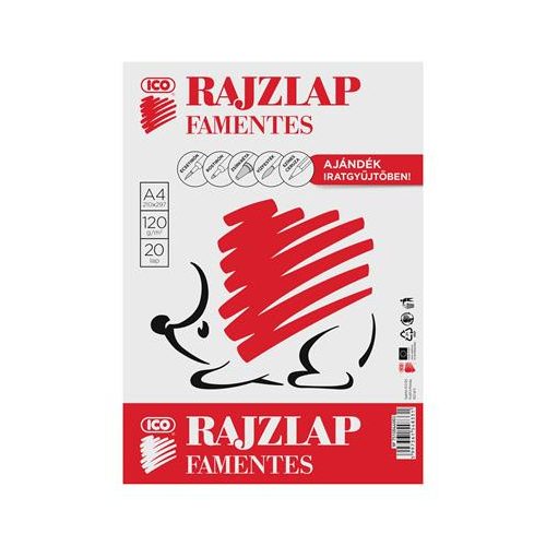 Rajzlap, famentes, A4, 120 g/m2, ICO "Süni"