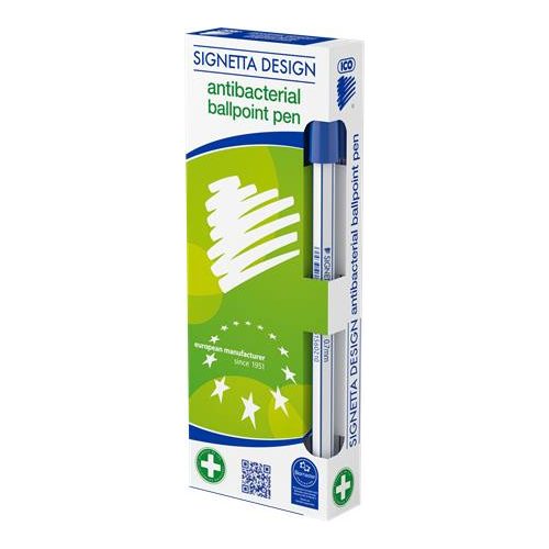Golyóstoll 0,7 mm, kupakos, antibakteriális, ICO "Signetta", kék