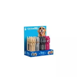   Golyóstoll display, 0,8 mm, nyomógombos, kutyás tolltest, ICO "Dog", kék