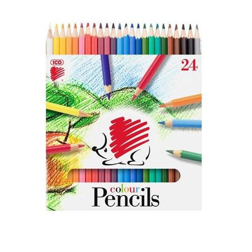 Színes ceruza készlet, hatszögletű, ICO "Süni", 24 különböző szín
