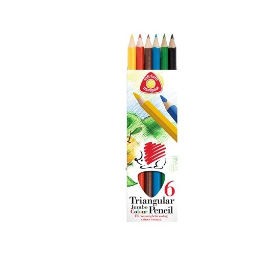 Színes ceruza készlet, háromszögletű, vastag, ICO "Süni", 6 különböző szín