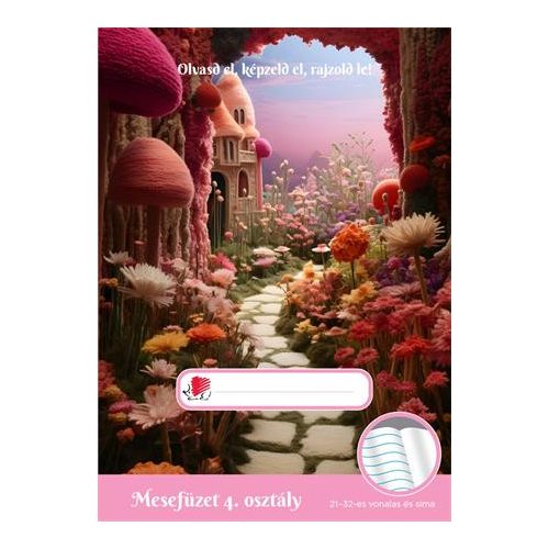 Olvasónapló, tűzött, A5, 32 lap, 4. osztály, ICO "Süni Mesefüzet", virágok