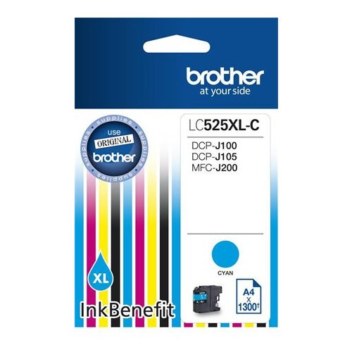 LC525XLC Tintapatron DCP-J100, J105 nyomtatókhoz, BROTHER, cián, 1300 oldal