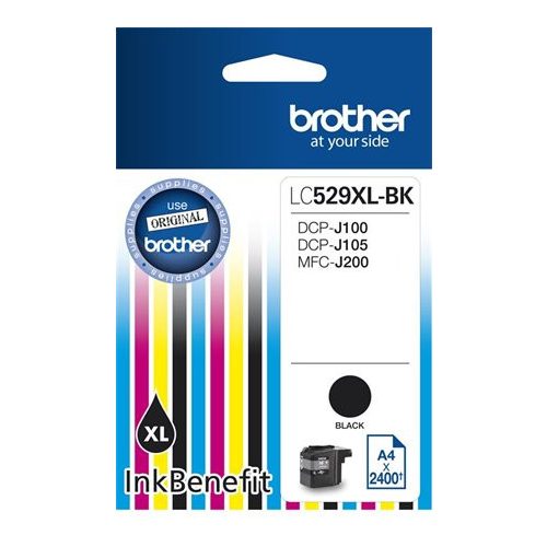 LC529XLB Tintapatron DCP-J100, J105 nyomtatóhoz, BROTHER, fekete, 2400 oldal