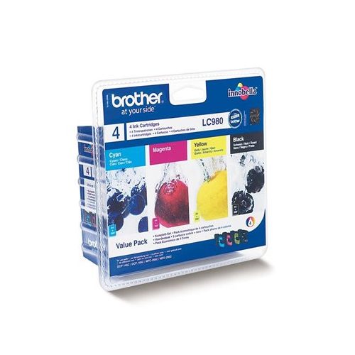 LC980BCMY Tintapatron multipack DCP 145C, BROTHER, b+c+m+y, 1*300 oldal, 3*260 oldal