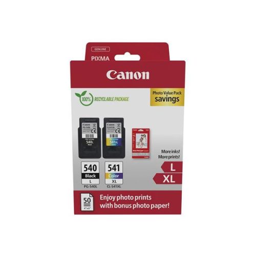 CL-541XL/PG-540L Tintapatron multipack + GP-501 fotópapír, CANON, b+c, 400 o. + 300 o. + 50 ív