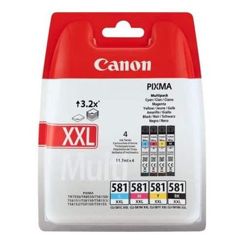 CLI-581MPXXL Tintapatron multipack Pixma TS7550, 8150, 9150 nyomtatókhoz, CANON, b+c+m+y, 46,8ml
